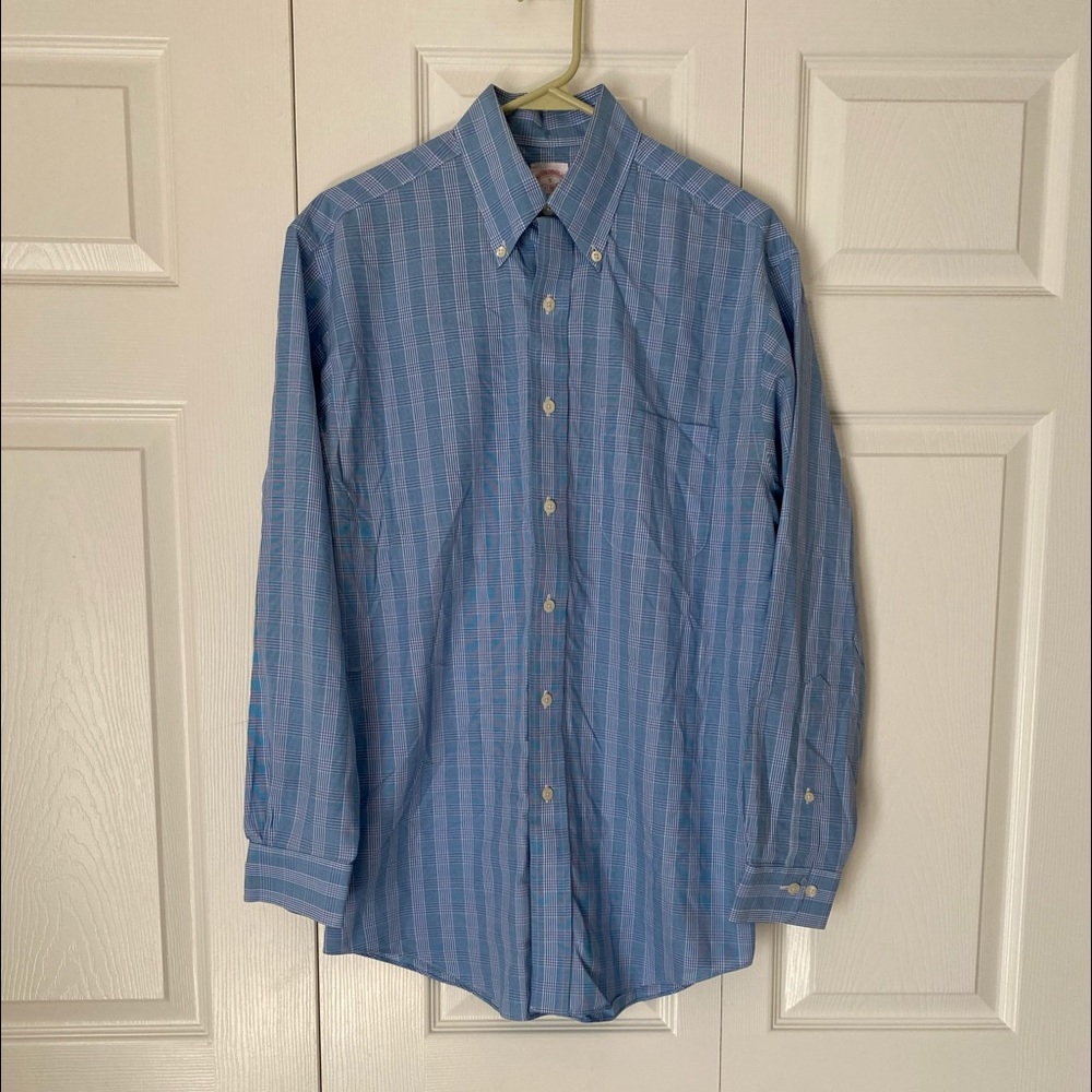 Brooks Brothers Blue Button Up Check Shirt Small